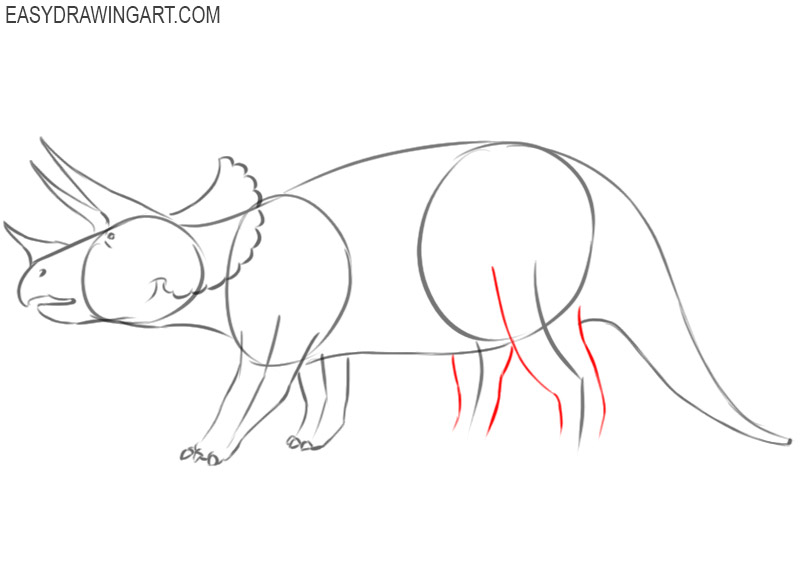 how to draw a triceratops dinosaur step by step