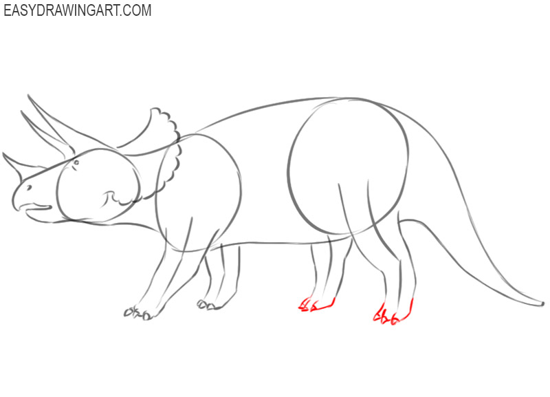 how to draw a triceratops step by step for beginners