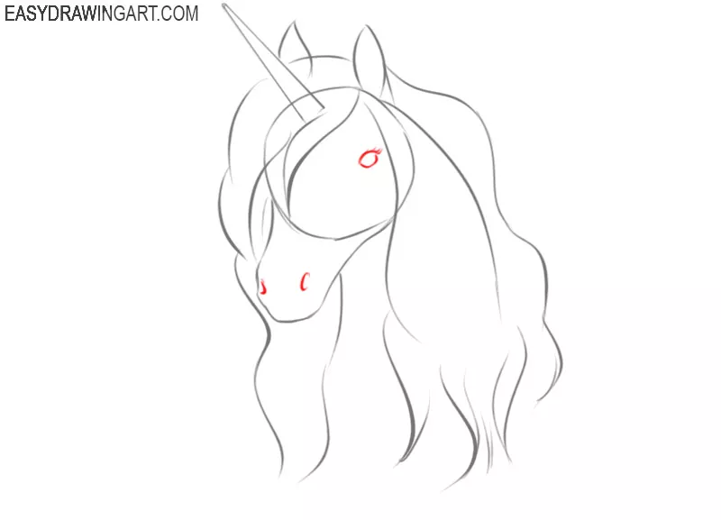 how to draw a unicorn head step by step easy