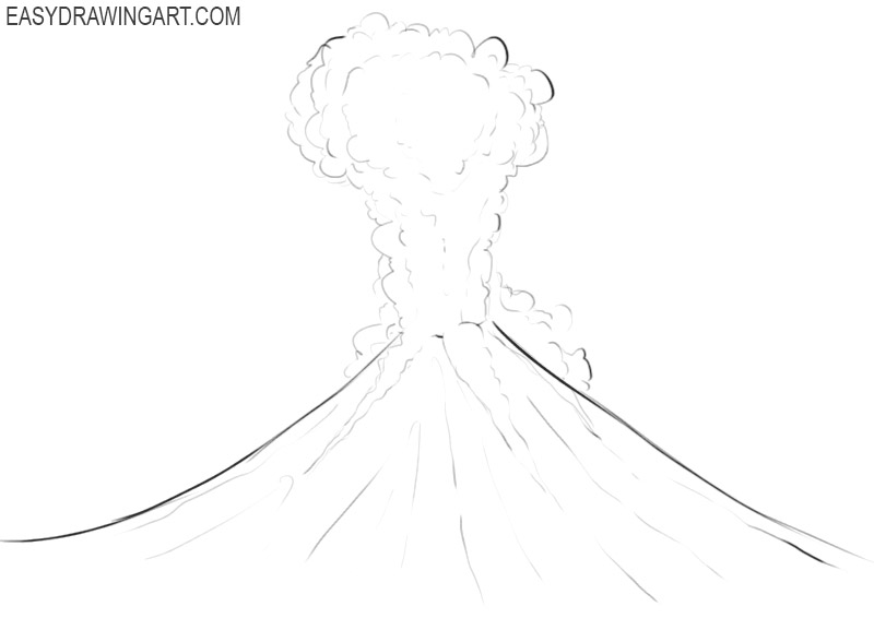  how to draw a volcano cartoon