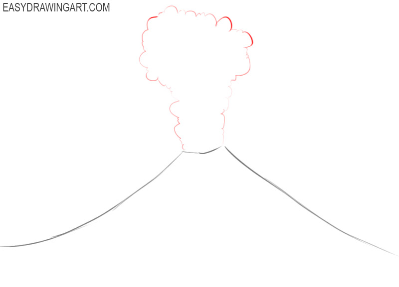 how to draw a volcano step by step