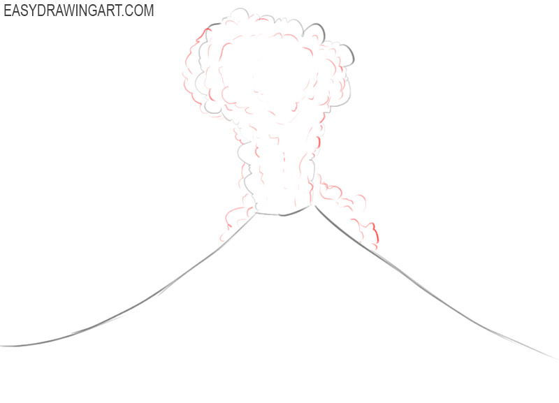 how to draw a volcano step by step easy