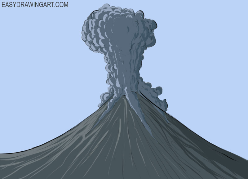 how to draw a volcano