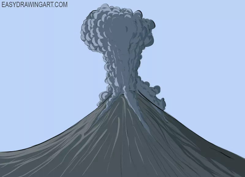 volcano colour drawing