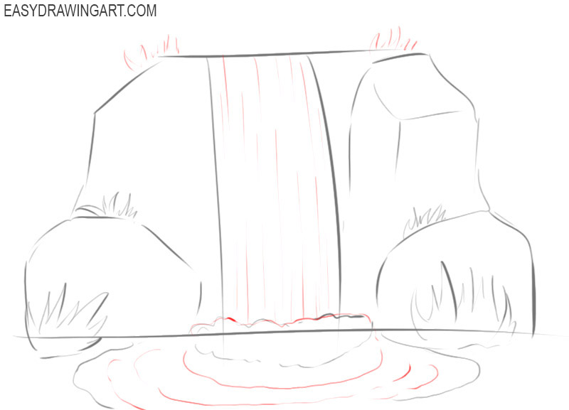 How to Draw a Waterfall Easy Drawing Art