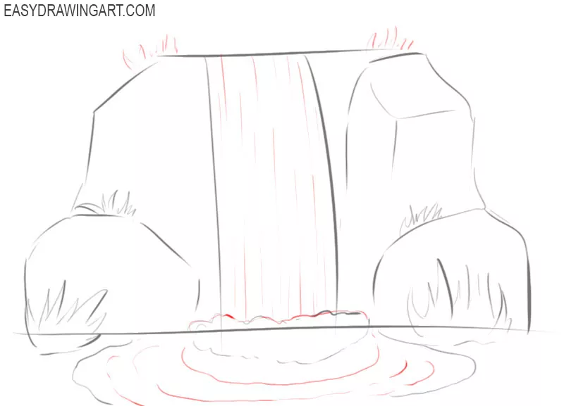 how to draw a waterfall easy step by step