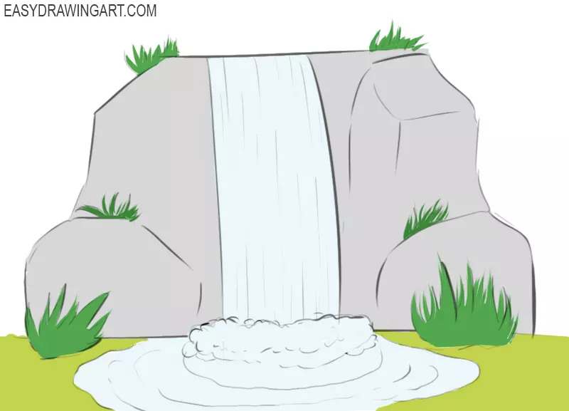 how to draw a waterfall
