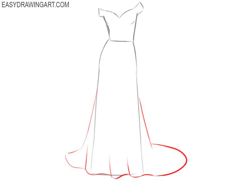 how to draw a wedding dress easy step by step for beginners
