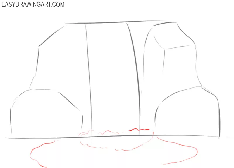how to draw and colour a waterfall