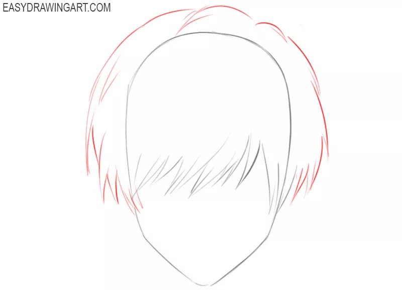 how to draw anime hair front view