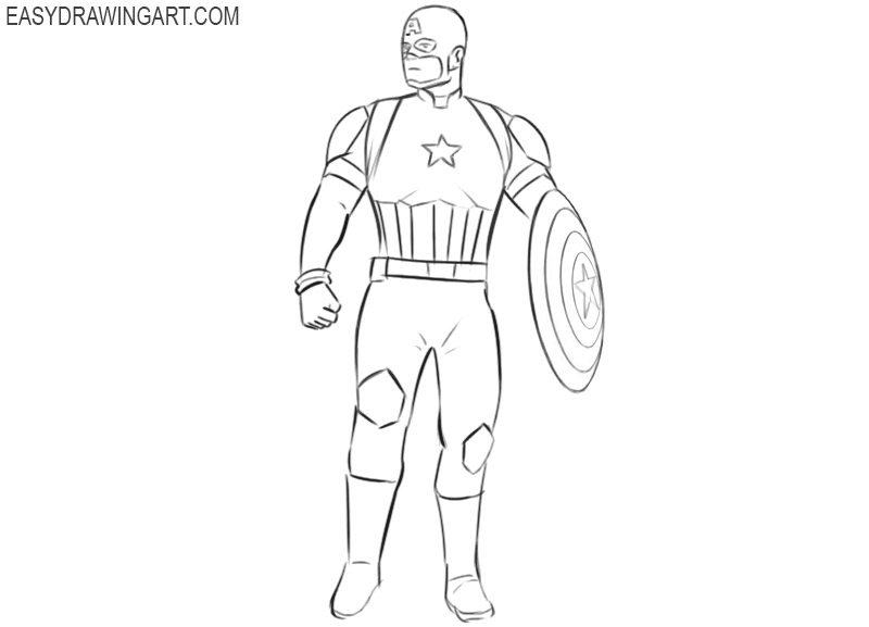 captain america drawing step by step