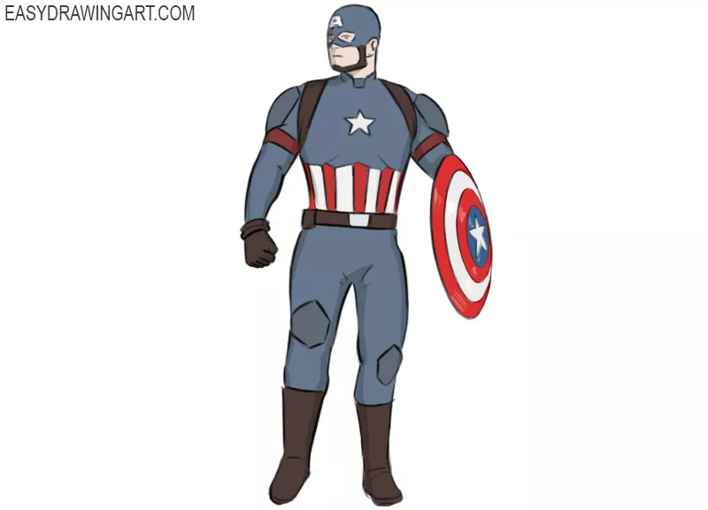 How To Draw Captain America Easy Drawing Art