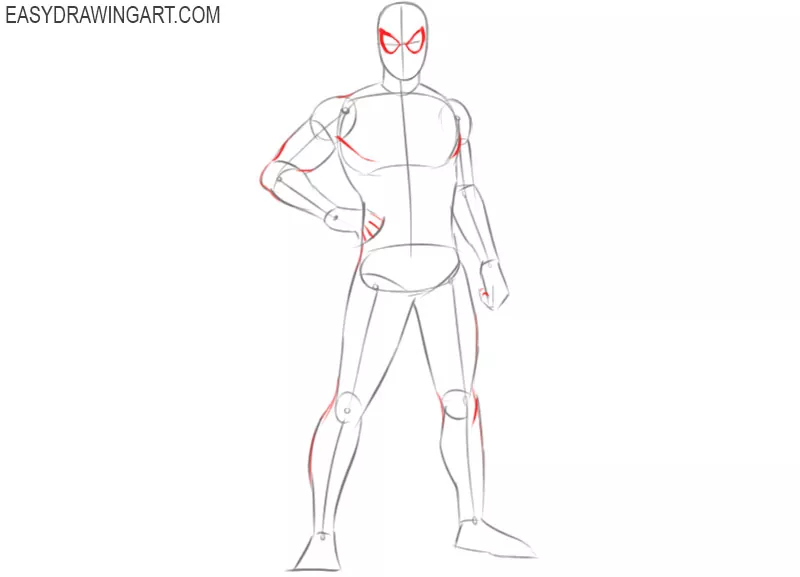 spiderman body drawing