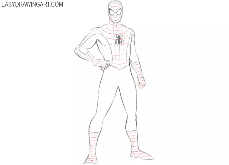 how to draw spiderman easily