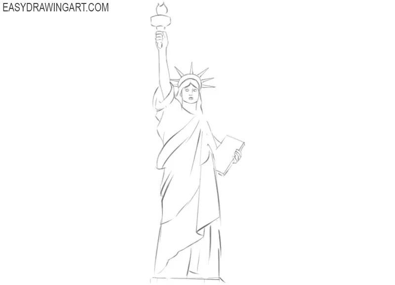 how to draw the statue of liberty cartoon