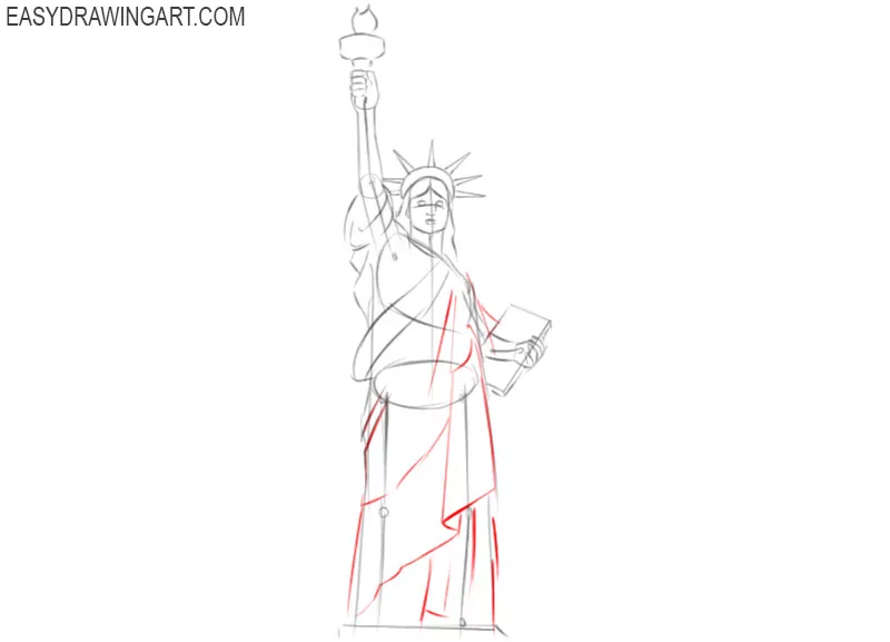 how to draw the statue of liberty step by step easy