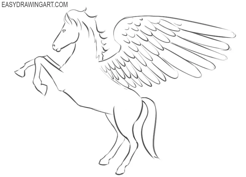 how to easily draw a pegasus