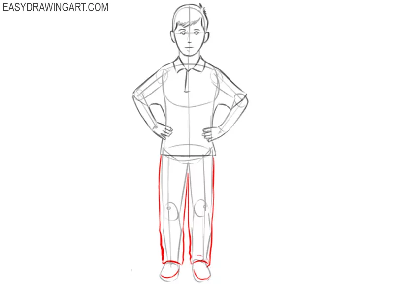 how to draw a person standing up step by step