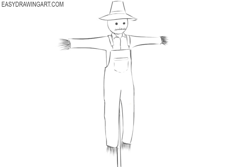 How to Draw a Scarecrow Easy Drawing Art