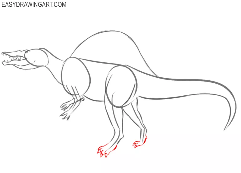 spinosaurus drawing step by step