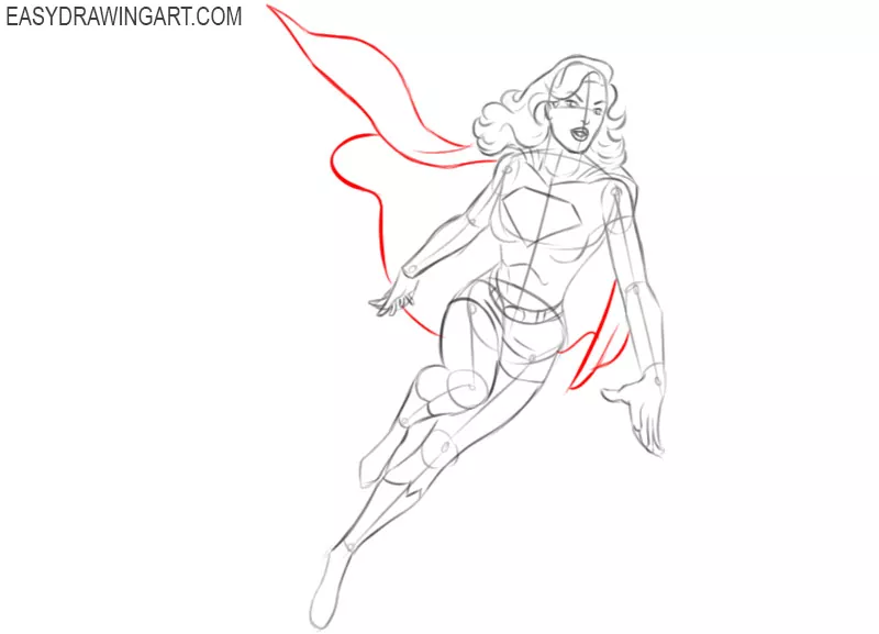 supergirl drawing step by step
