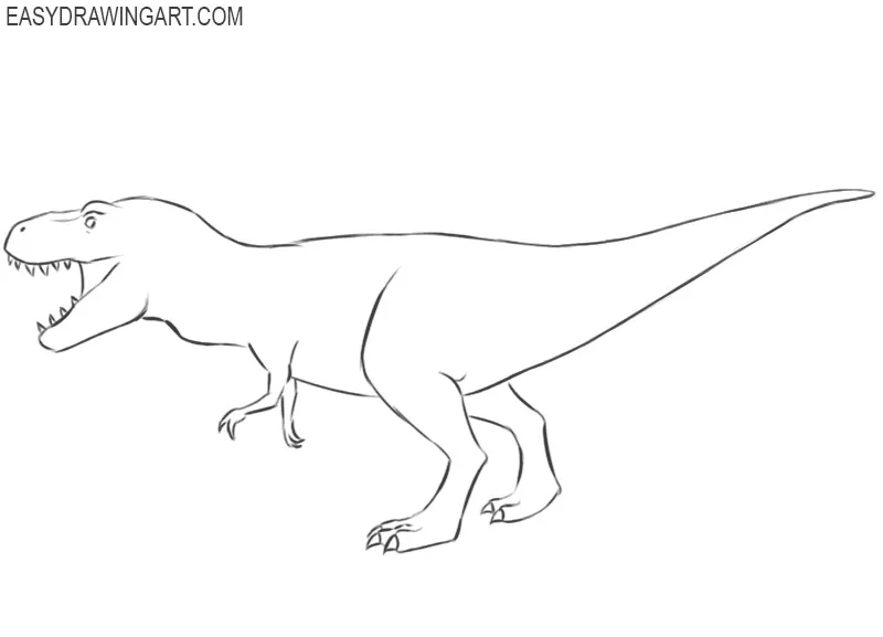 t rex drawing step by step