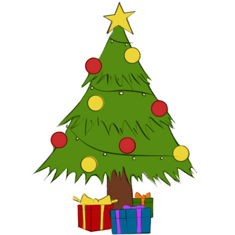 How to draw a Christmas tree - for Christmas - step by step