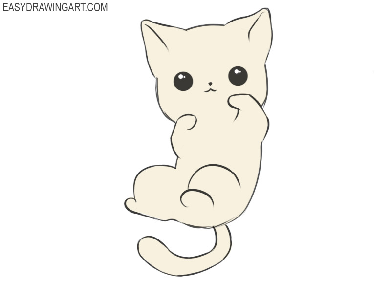 How To Draw A Kawaii Cat Easy Drawing Art