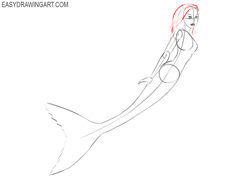 How to draw a mermaid step by step