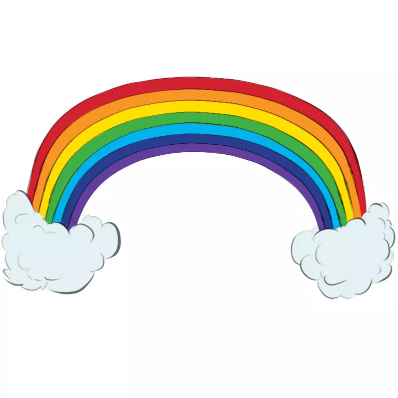 Cute Drawing of a Rainbow with 7 Vibrant Colours Stretched between 2  Clouds Drawing Illustration Stock Illustration  Illustration of clouds  rainbow 233822703