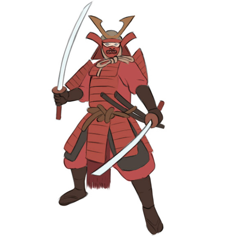 cartoon samurai warrior drawing