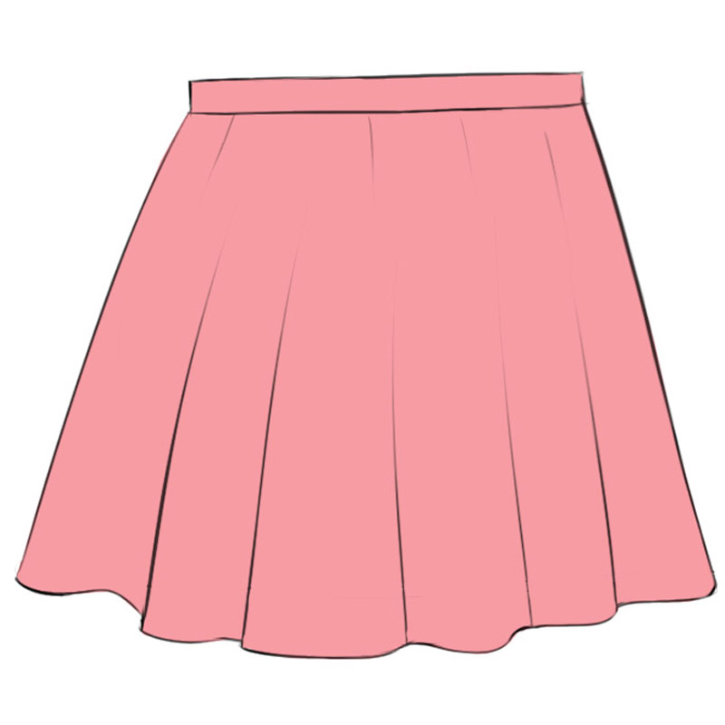 Skirt fashion flat sketch template9 Royalty Free Vector