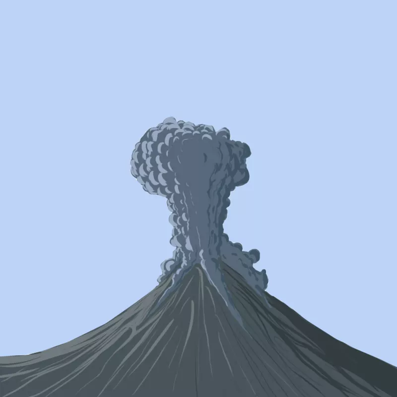 low detail cartoon of a volcano erupting | MUSE AI
