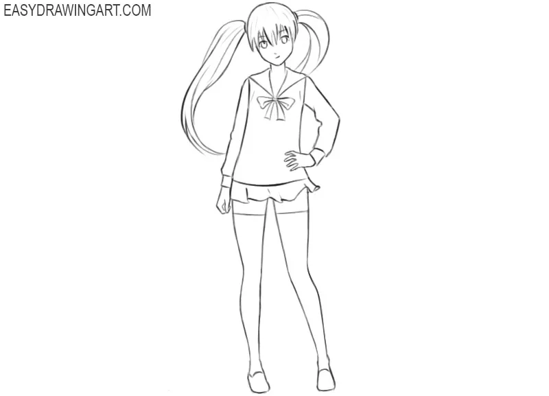 anime girl drawing hair