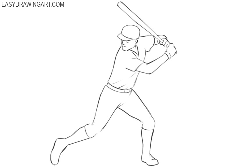 cartoon baseball player drawing