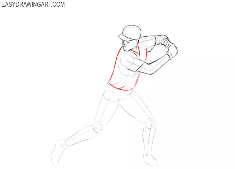 how to draw a baseball player hitting the ball step by step