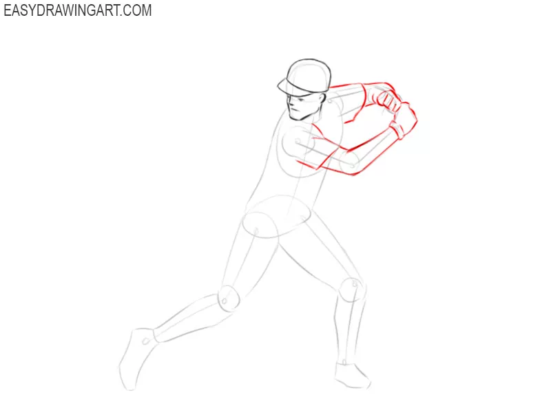 how to draw a baseball player hitting the ball
