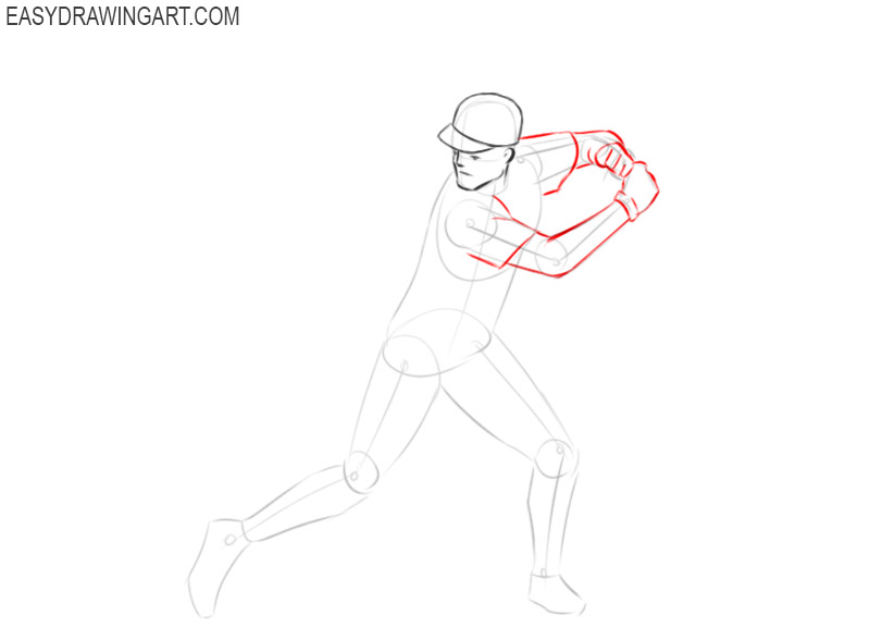 how to draw a baseball player hitting the ball