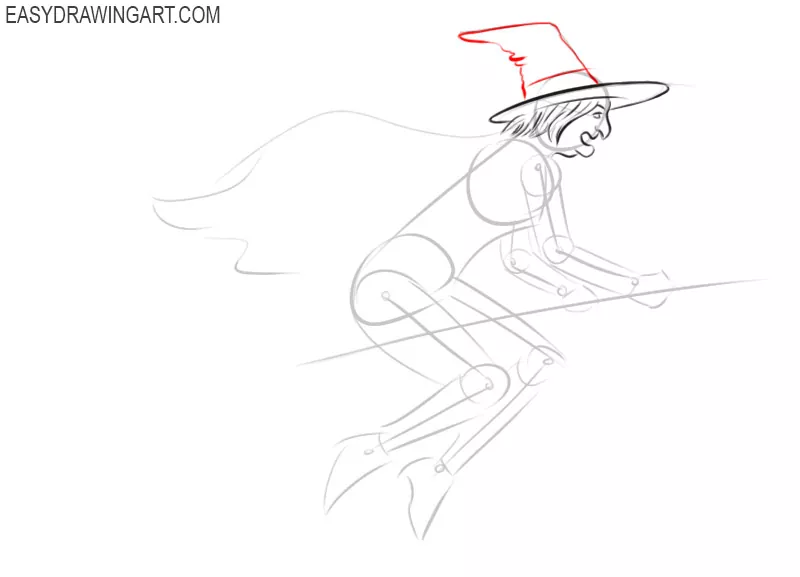 how to draw a basic witch