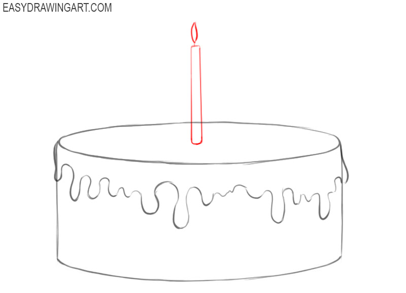how to draw a birthday cake with candles 