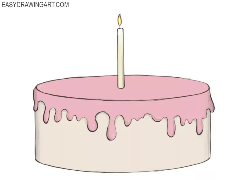 How to Draw a Simple Birthday Cake | Step-by-Step Lesson - YouTube