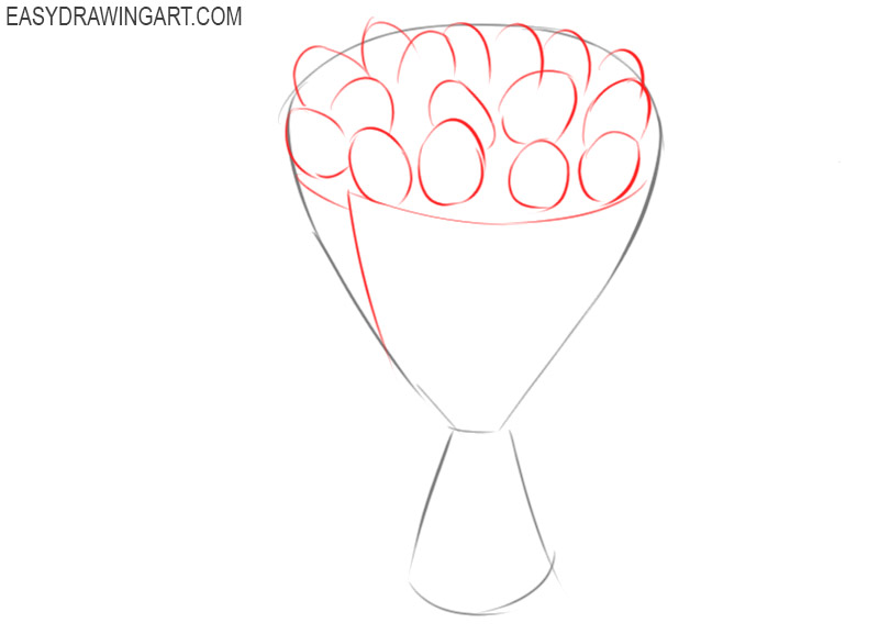 How to draw a bouquet of flowers: step 2