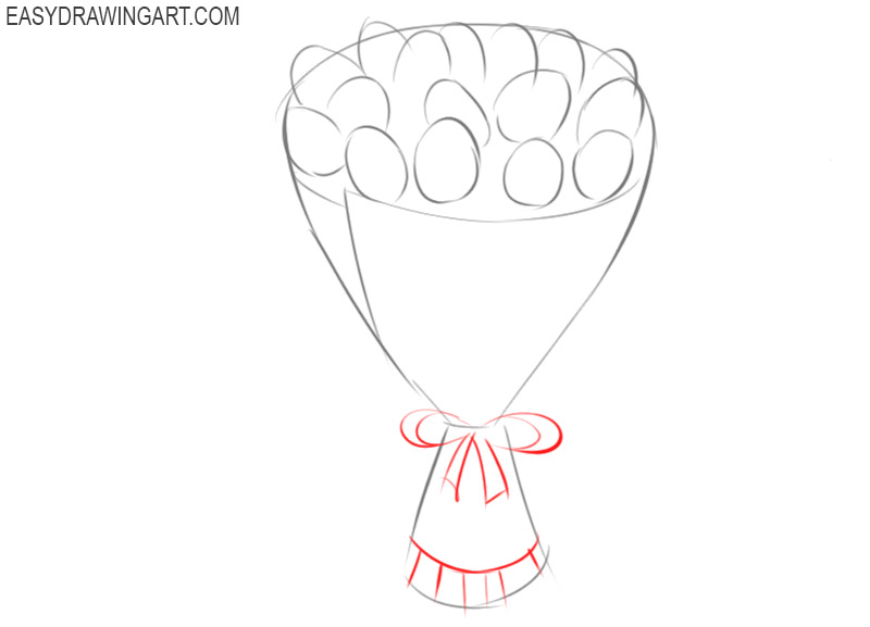 How to draw a bouquet of flowers: step 3