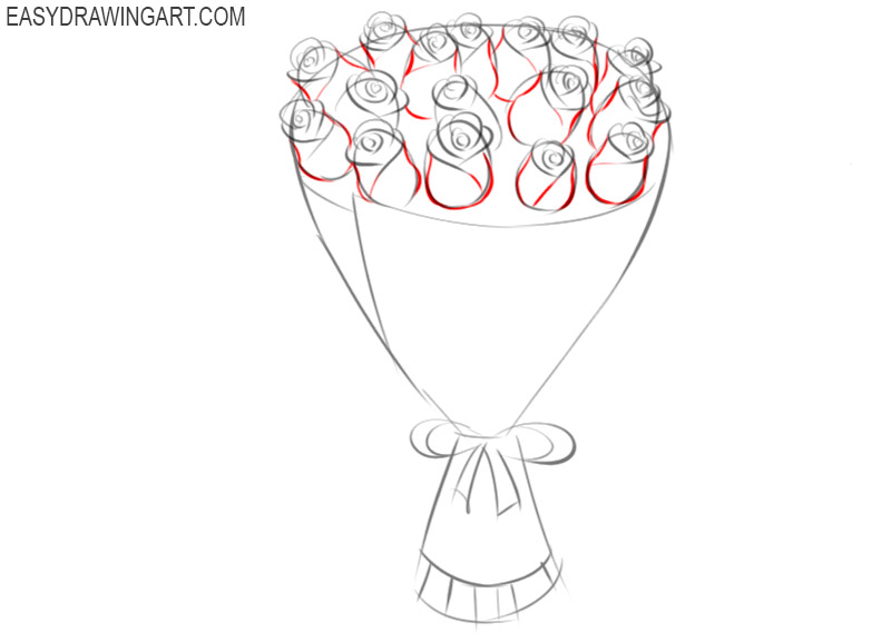 How to draw a bouquet of flowers: step 6