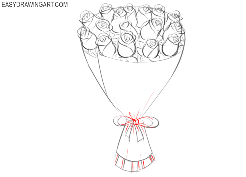 How to draw a bouquet of flowers: step 8