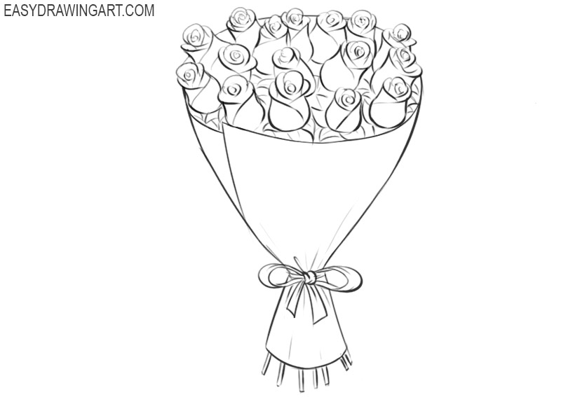 How to draw a bouquet of flowers: step 9