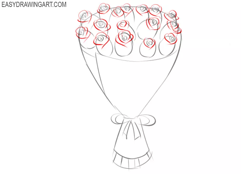 how to draw a bouquet of roses step by step 