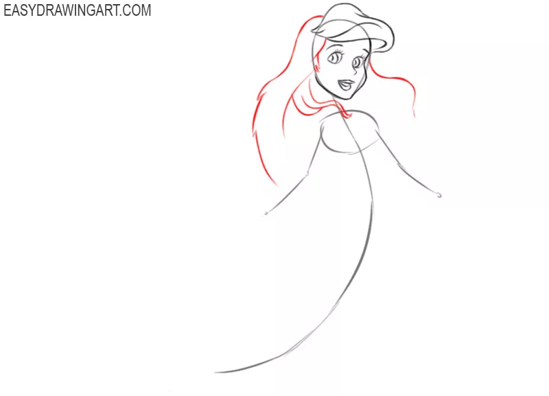 how to draw a cartoon ariel