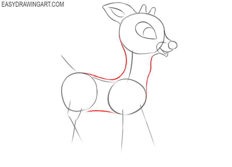 how to draw a cartoon rudolph 