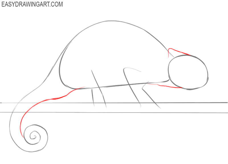 how to draw an easy chameleon 
